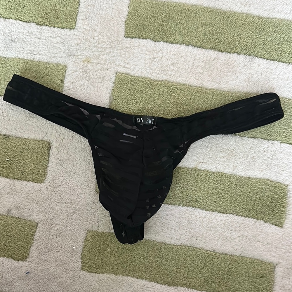 Ikingsky Black Sheer Thong